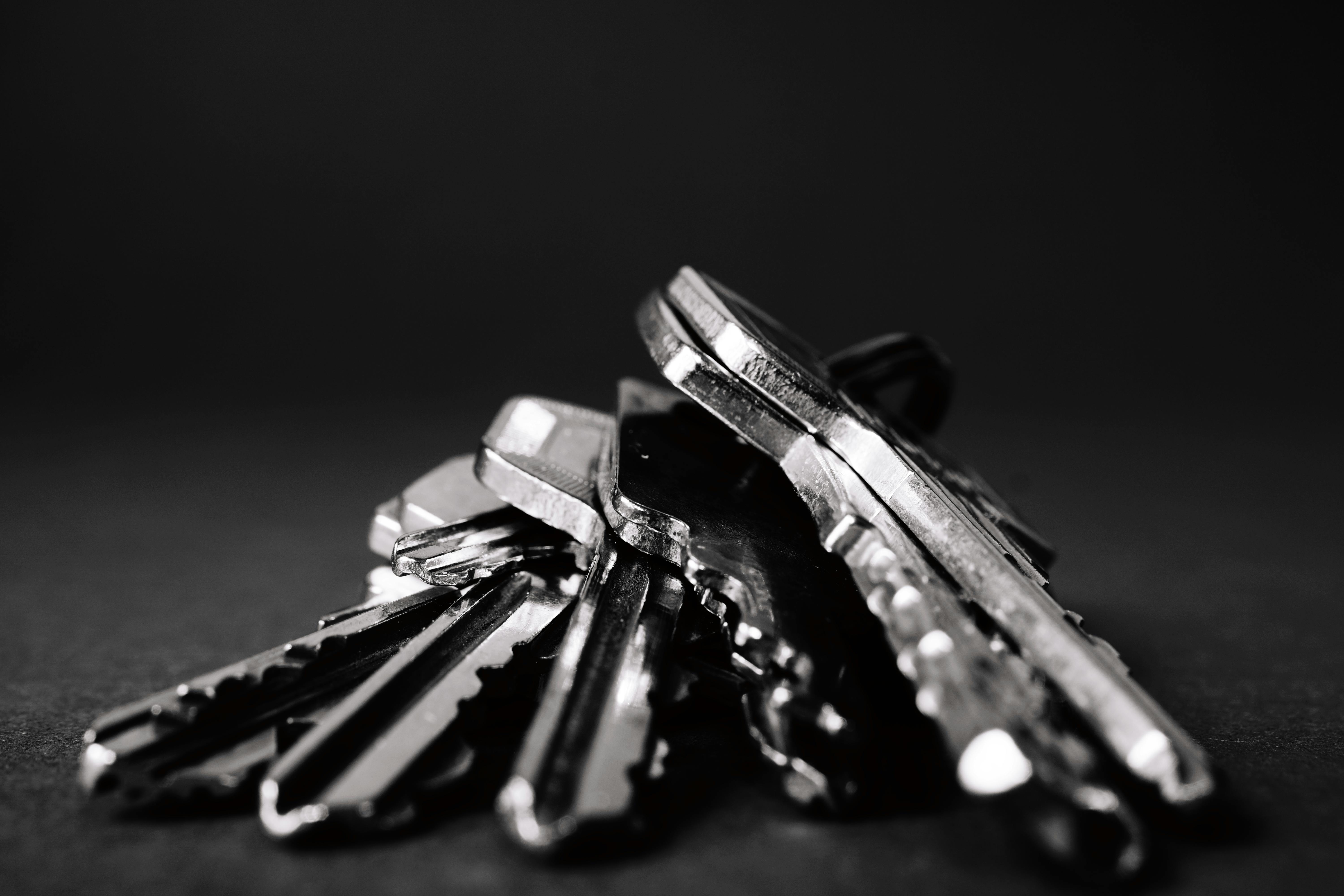 Professional locksmith key collection showing various security keys and modern lock technology